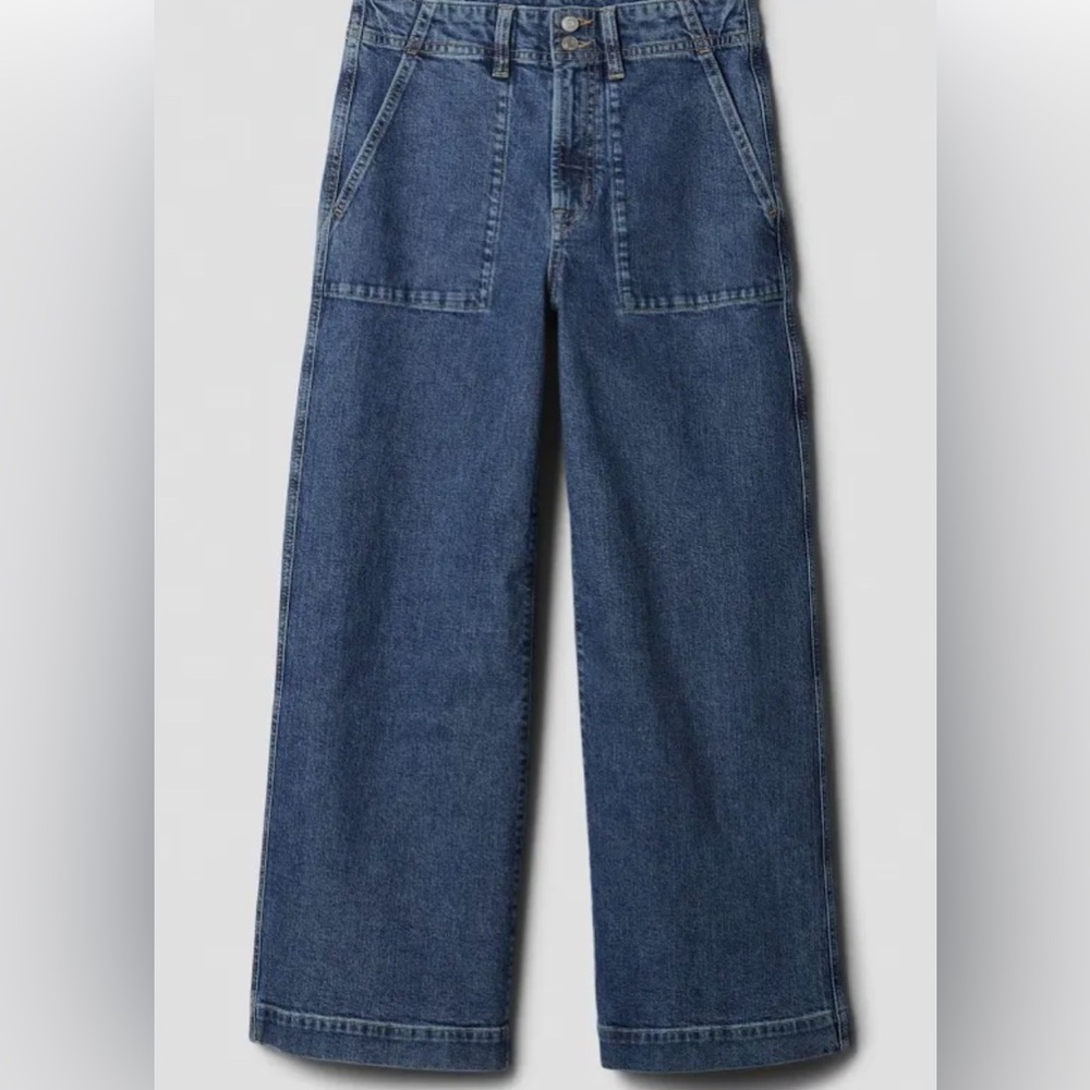 Gap Factory Women's High Rise Wide-Leg Crop Jeans. Size 20/35R.  Dark Rinse.